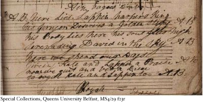 Field transcript of Denis O'Hampsey's singing of Burns March